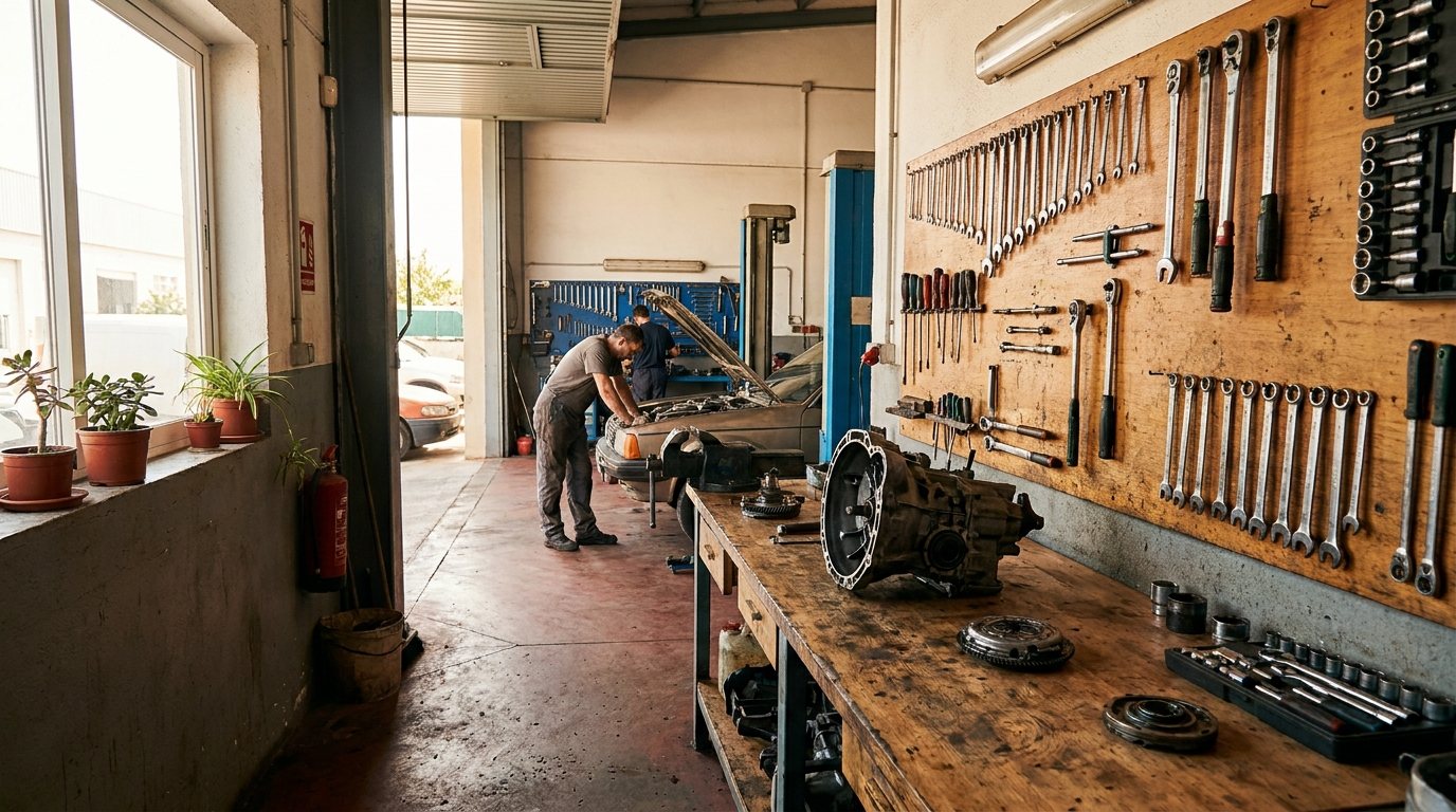 Herramienta y banco de trabajo del taller